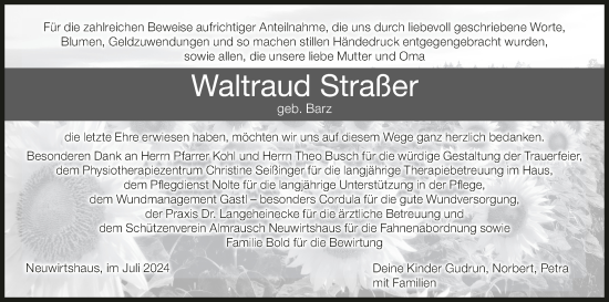 Anzeige von Waltraud Straßer von MGO