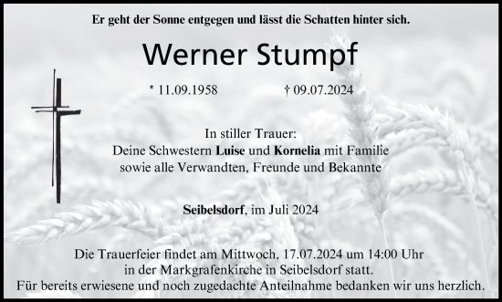 Anzeige von Werner Stumpf von MGO