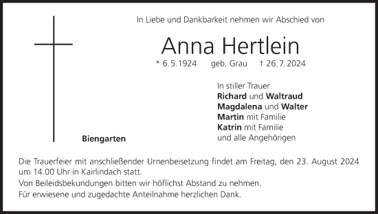 Anzeige von Anna Hertlein von MGO