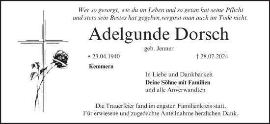 Anzeige von Adelgunde Dorsch von MGO