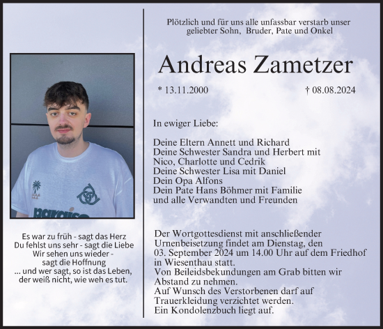 Anzeige von Andreas Zametzer von MGO