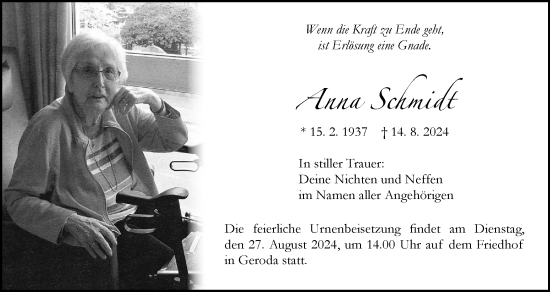 Anzeige von Anna Schmidt von MGO