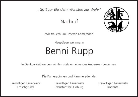 Anzeige von Benni Rupp von MGO