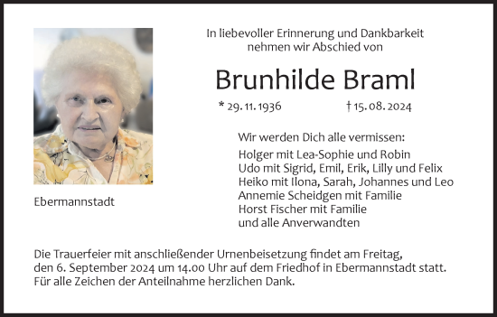 Anzeige von Brunhilde Braml von MGO