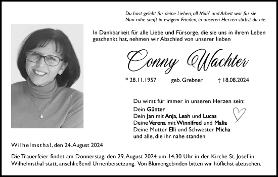 Anzeige von Conny Wachter von MGO