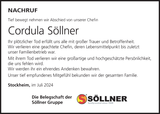 Anzeige von Cordula Söllner von MGO