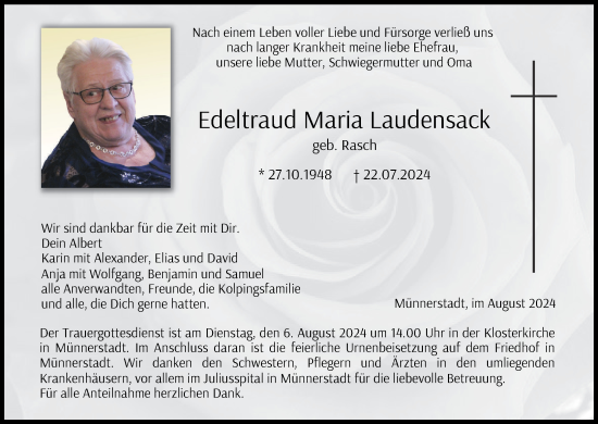 Anzeige von Edeltraud Maria Laudensack von MGO