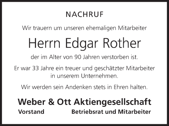 Anzeige von Edgar Rother von MGO