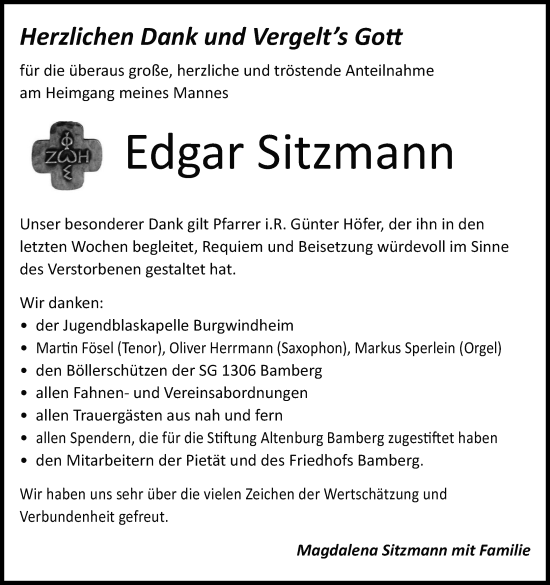 Anzeige von Edgar Sitzmann von MGO