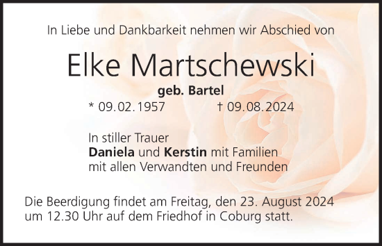 Anzeige von Elke Martschewski von MGO