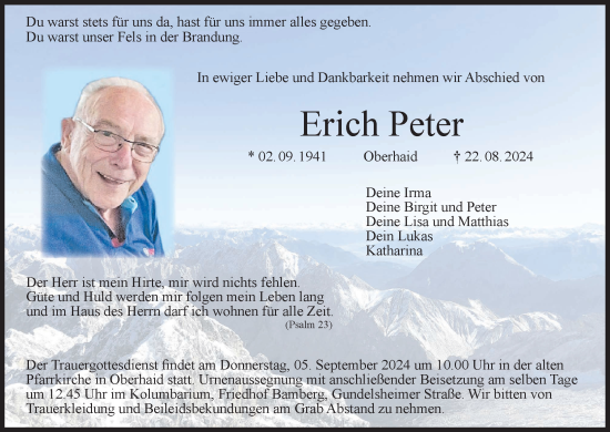 Anzeige von Erich Peter von MGO