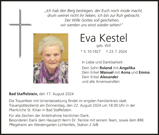 Anzeige von Eva Kestel von MGO