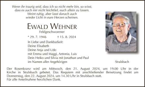 Anzeige von Ewald Wehner von MGO