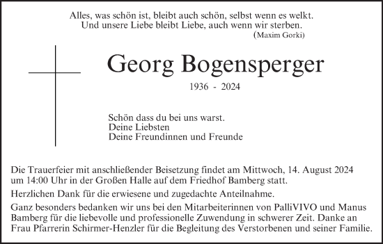 Anzeige von Georg Bogensperger von MGO