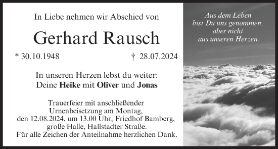 Anzeige von Gerhard Rausch von MGO