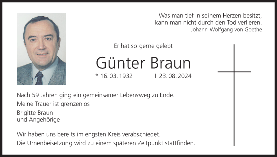 Anzeige von Günter Braun von MGO