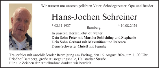 Anzeige von Hans-Jochen Schreiner von MGO