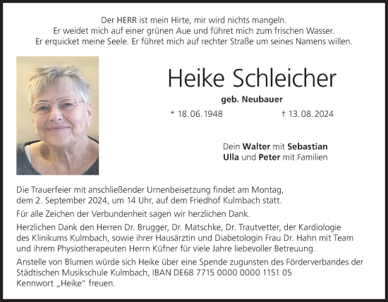 Anzeige von Heike Schleicher von MGO