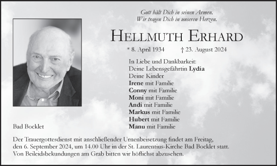 Anzeige von Hellmuth Erhard von MGO