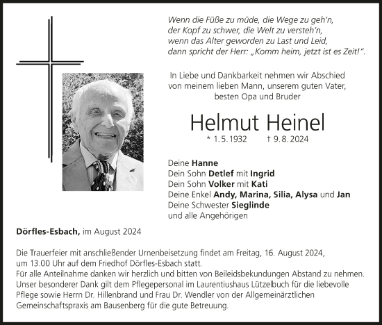 Anzeige von Helmut Heinel von MGO