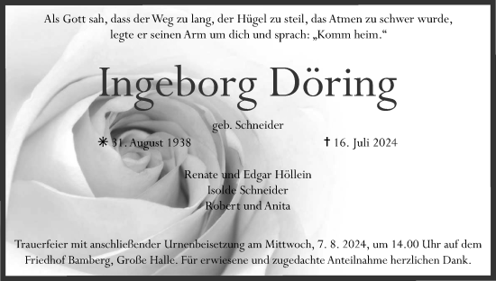 Anzeige von Ingeborg Döring von MGO