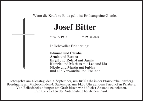 Anzeige von Josef Bitter von MGO