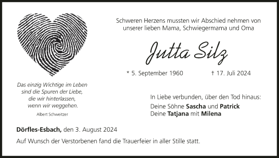 Anzeige von Jutta Silz von MGO