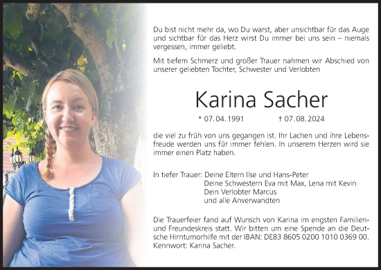 Anzeige von Karina Sacher von MGO