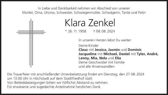 Anzeige von Klara Zenkel von MGO