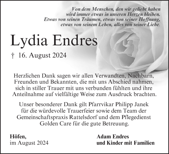 Anzeige von Lydia Endres von MGO