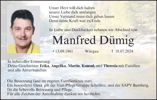 Anzeige von Manfred Dümig von MGO