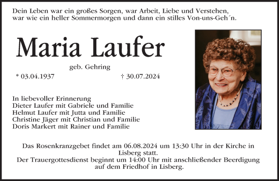 Anzeige von Maria Laufer von MGO