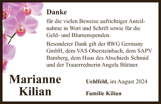 Anzeige von Marianne Kilian von MGO