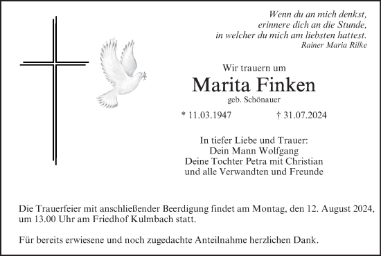 Anzeige von Marita Finken von MGO