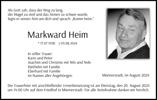 Anzeige von Markward Heim von MGO