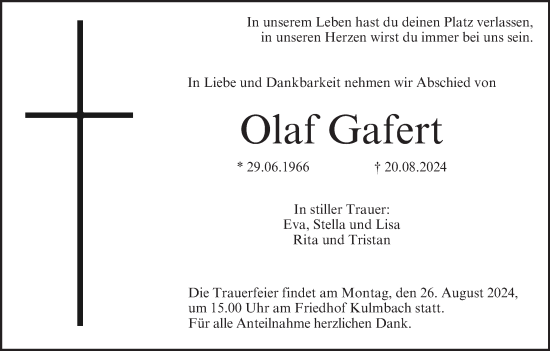 Anzeige von Olaf Gafert von MGO