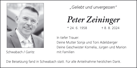 Traueranzeige von Peter Zeininger