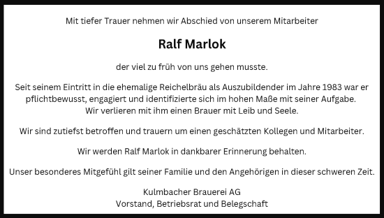 Anzeige von Ralf Marlok von MGO