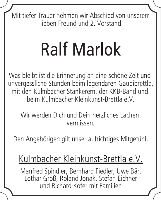 Anzeige von Ralf Marlok von MGO