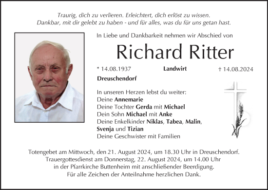 Anzeige von Richard Ritter von MGO