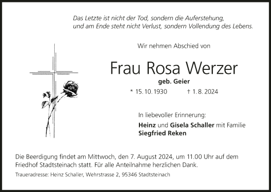 Anzeige von Rosa Werzer von MGO