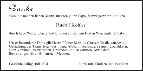 Anzeige von Rudolf Kohles von MGO