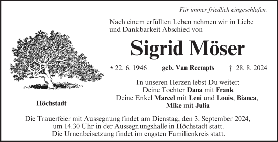 Anzeige von Sigrid Möser von MGO