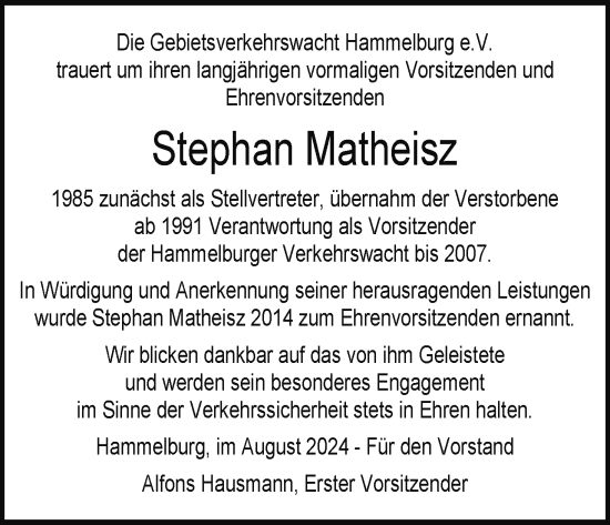 Anzeige von Stephan Matheisz von MGO