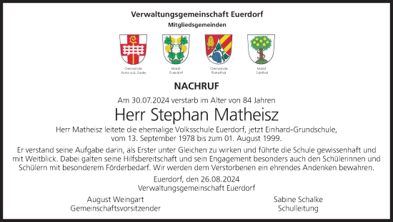 Anzeige von Stephan Matheisz von MGO