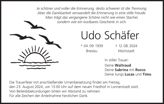 Anzeige von Udo Schäfer von MGO