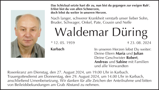 Anzeige von Waldemar Düring von MGO
