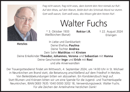 Anzeige von Walter Fuchs von MGO