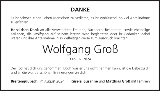 Anzeige von Wolfgang Groß von MGO