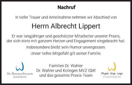 Anzeige von Albrecht Lippert von MGO